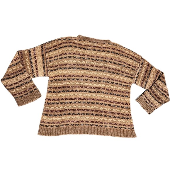 Vtg Landscape Sweater Mens XL Crew Neck Pullover Knit Geometric Tan Multicolor - Picture 2 of 7